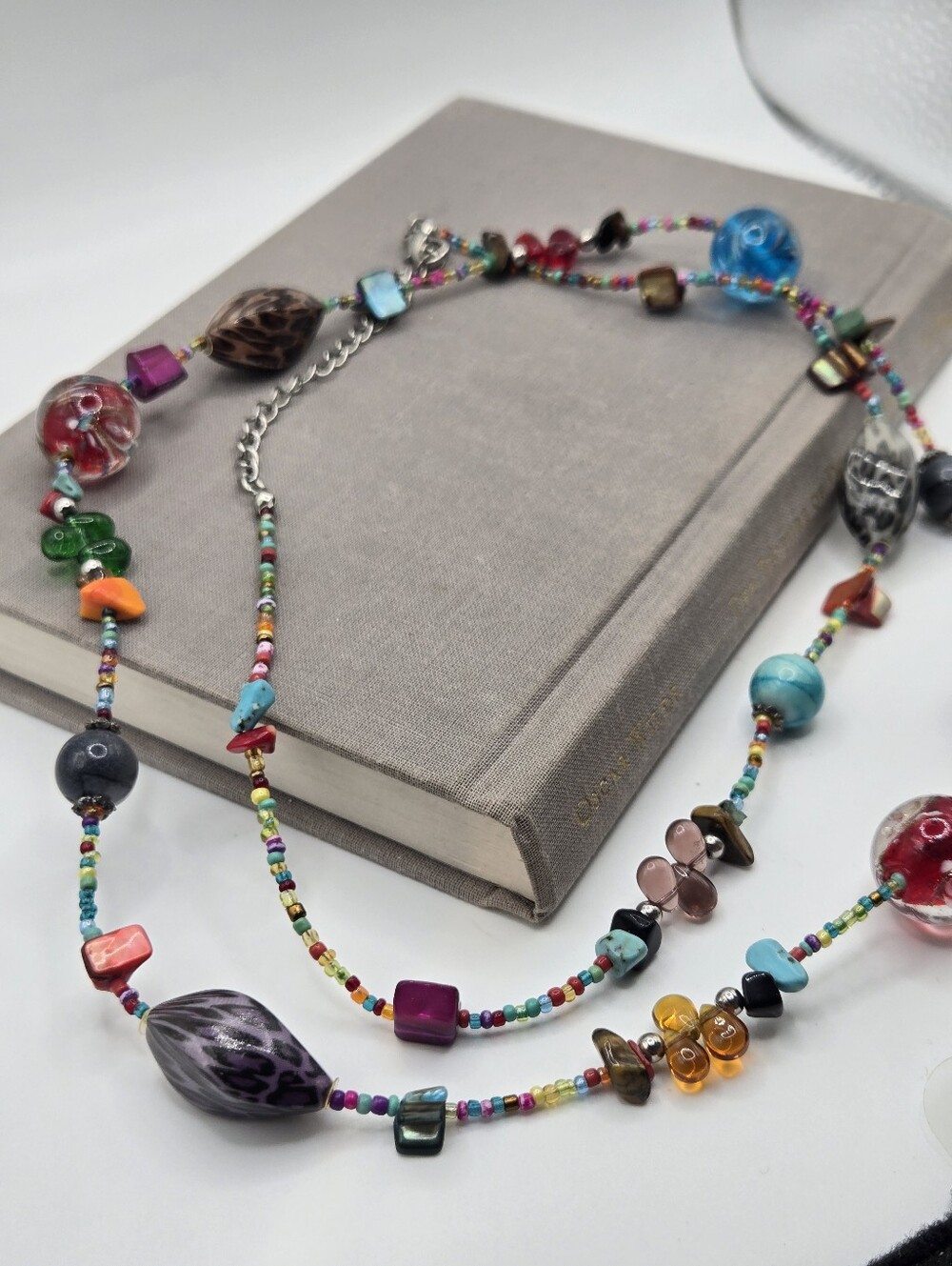 Long CHUNKY Colorful Lucite Shell Long Necklace MAXIMALIST Boho Fairycore 40"